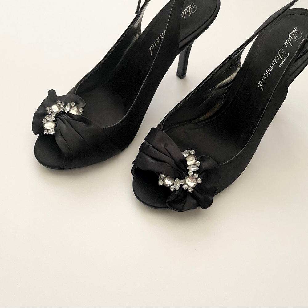 Lulu Townsend Satin Black Heels Size 7